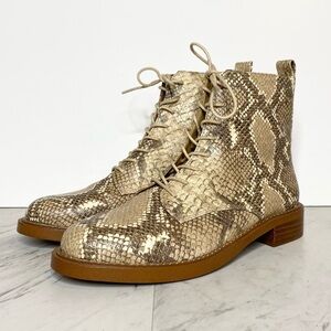 Sam Edelman Nina Snake Print Leather Lace Up Boot 7 1/2